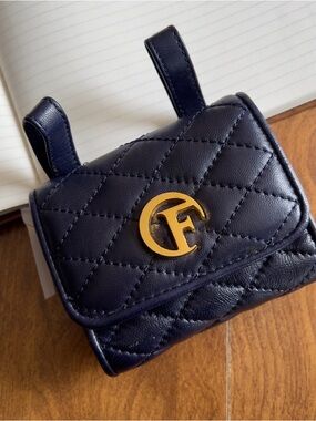 Women’s Vintage Violet Diamond Quilt Pattern Leather Magnetic Mini Beltbag Pouch